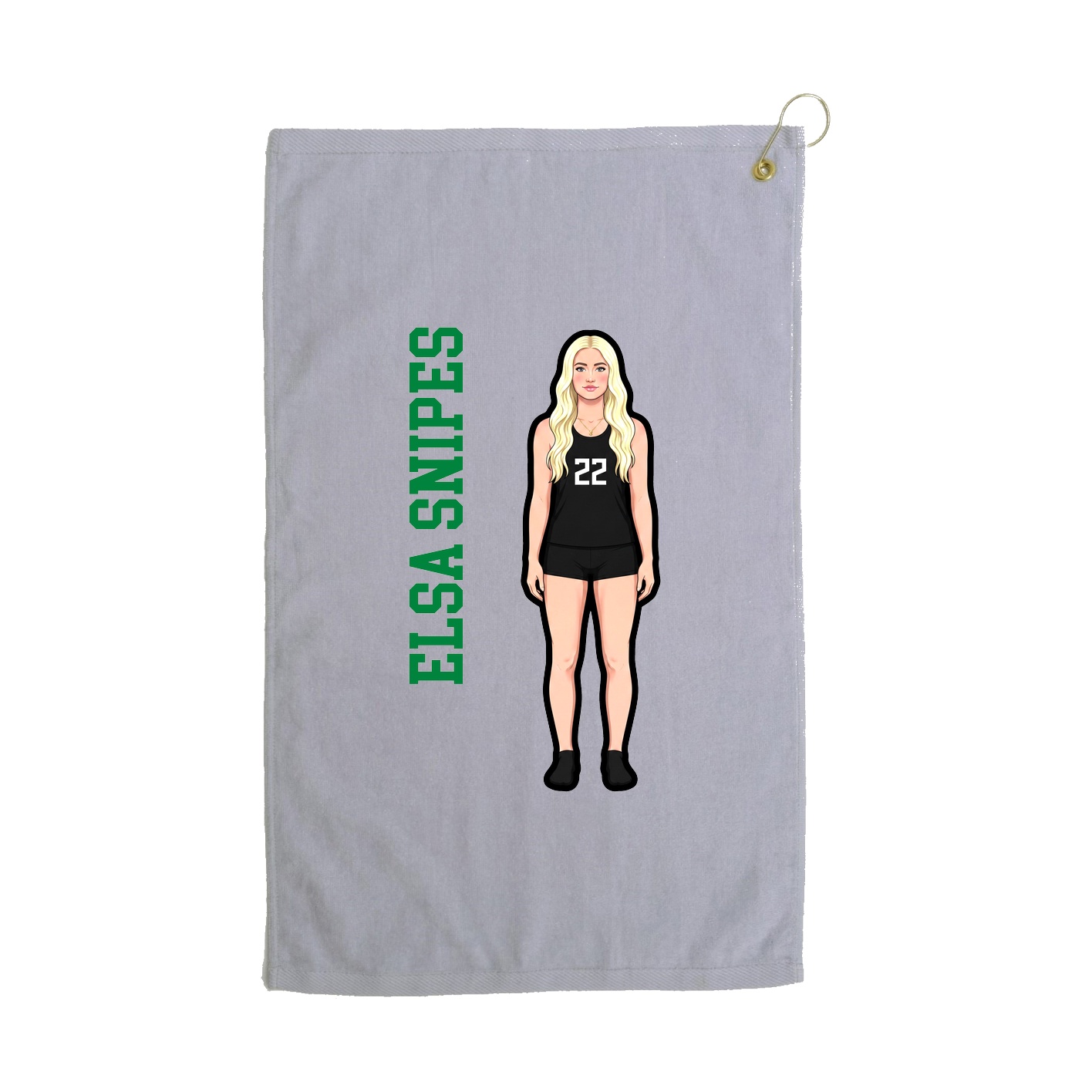Golf Towel — Name Vertical in Grey