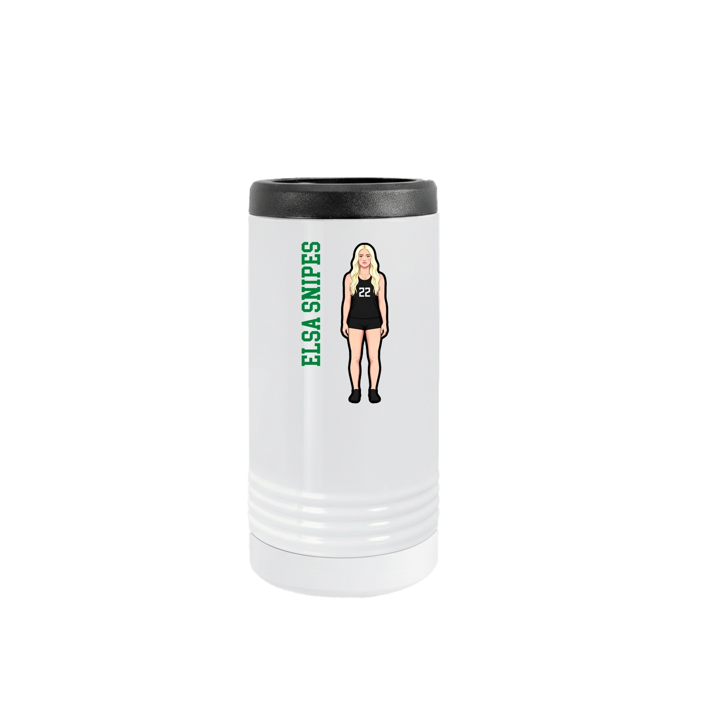 Slim Beverage Holder — Name Vertical in White