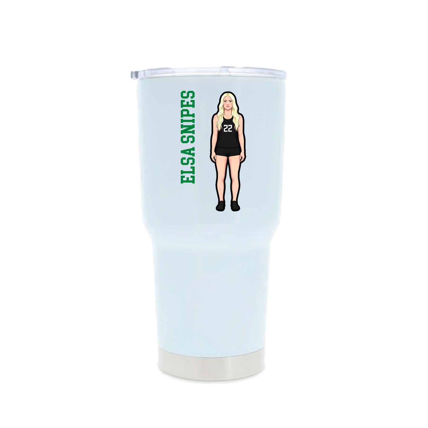 30oz Stainless Steel Tumbler — Name Vertical in White