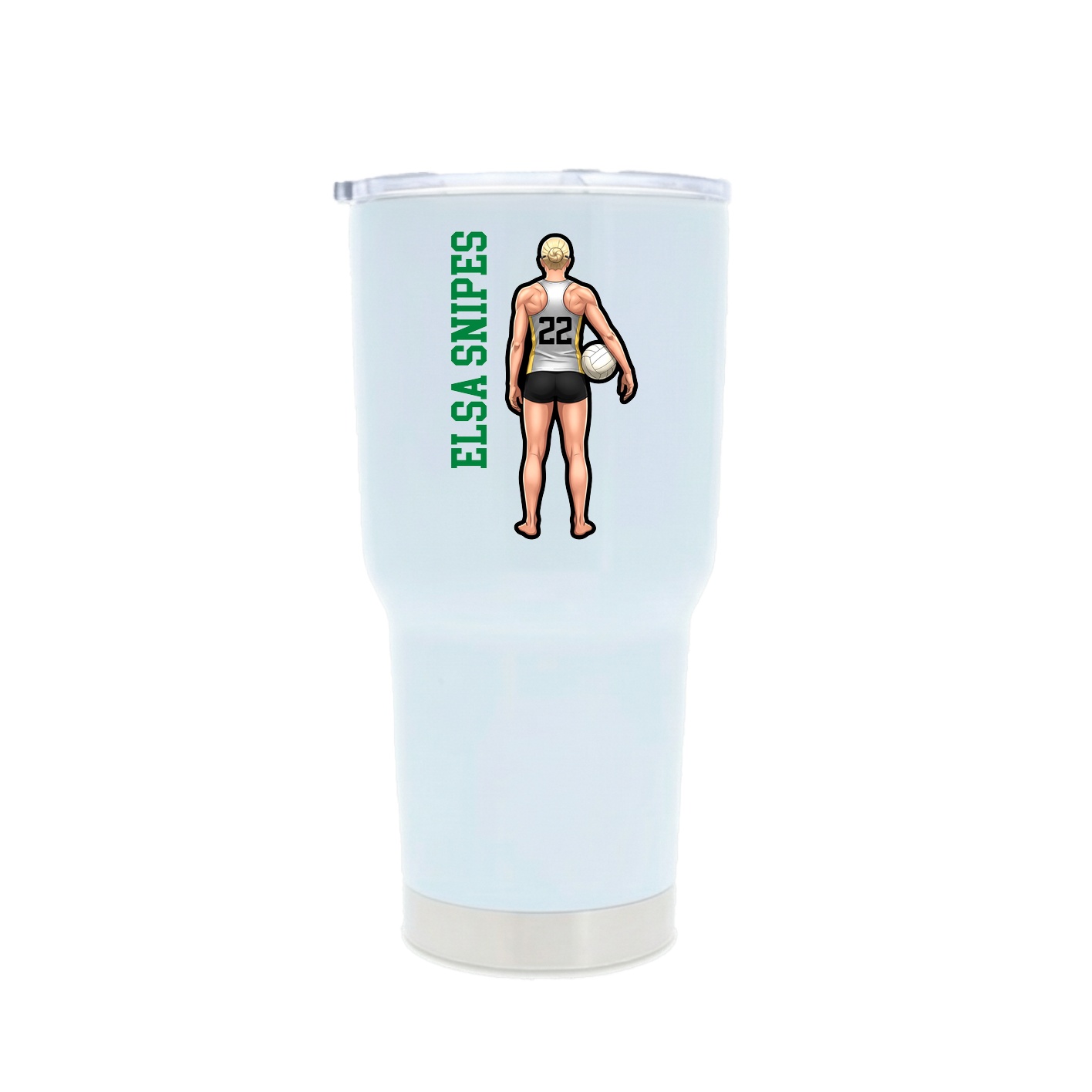 30oz Stainless Steel Tumbler — Name Vertical in White