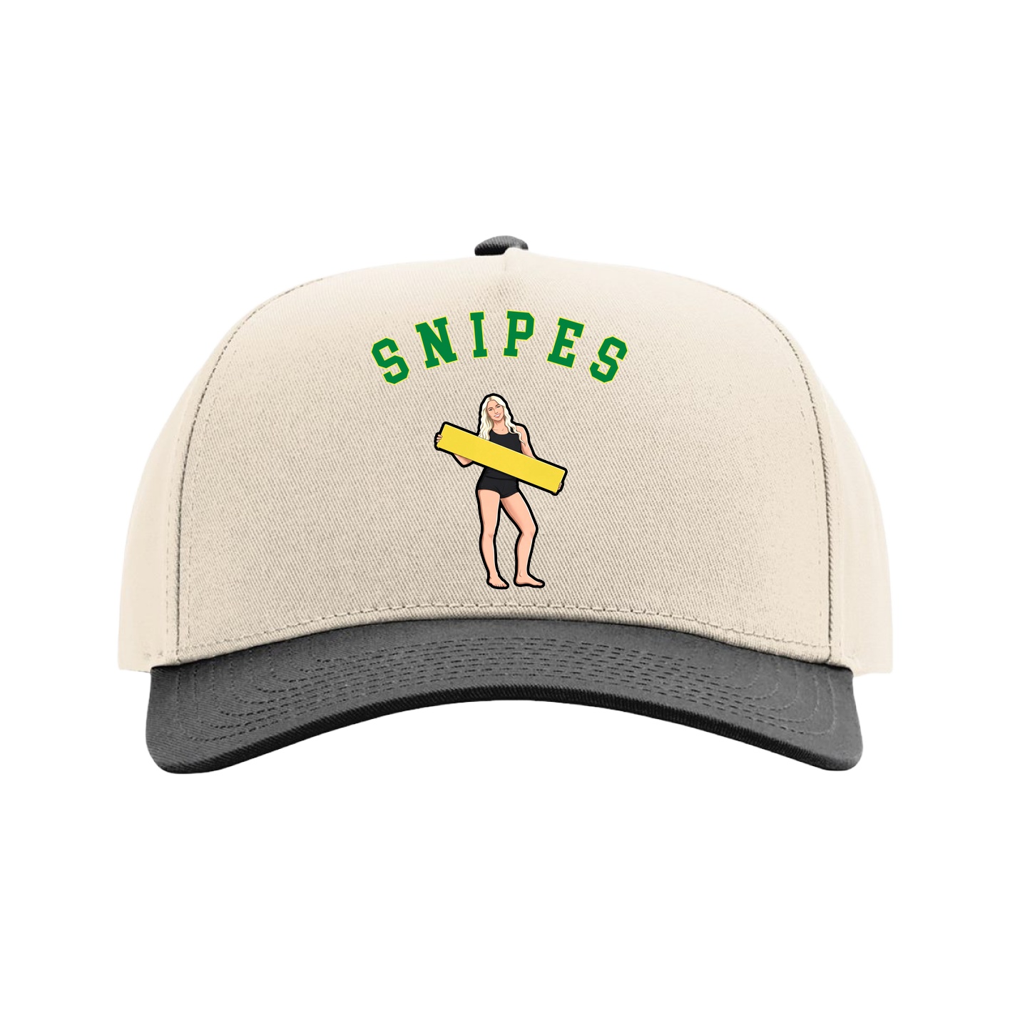 Full Fabric Five-Panel Champ Cap — Shirsey Arch in Cream/Black