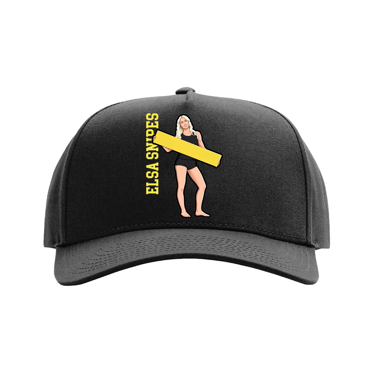 Full Fabric Five-Panel Champ Cap — Name Vertical in Black