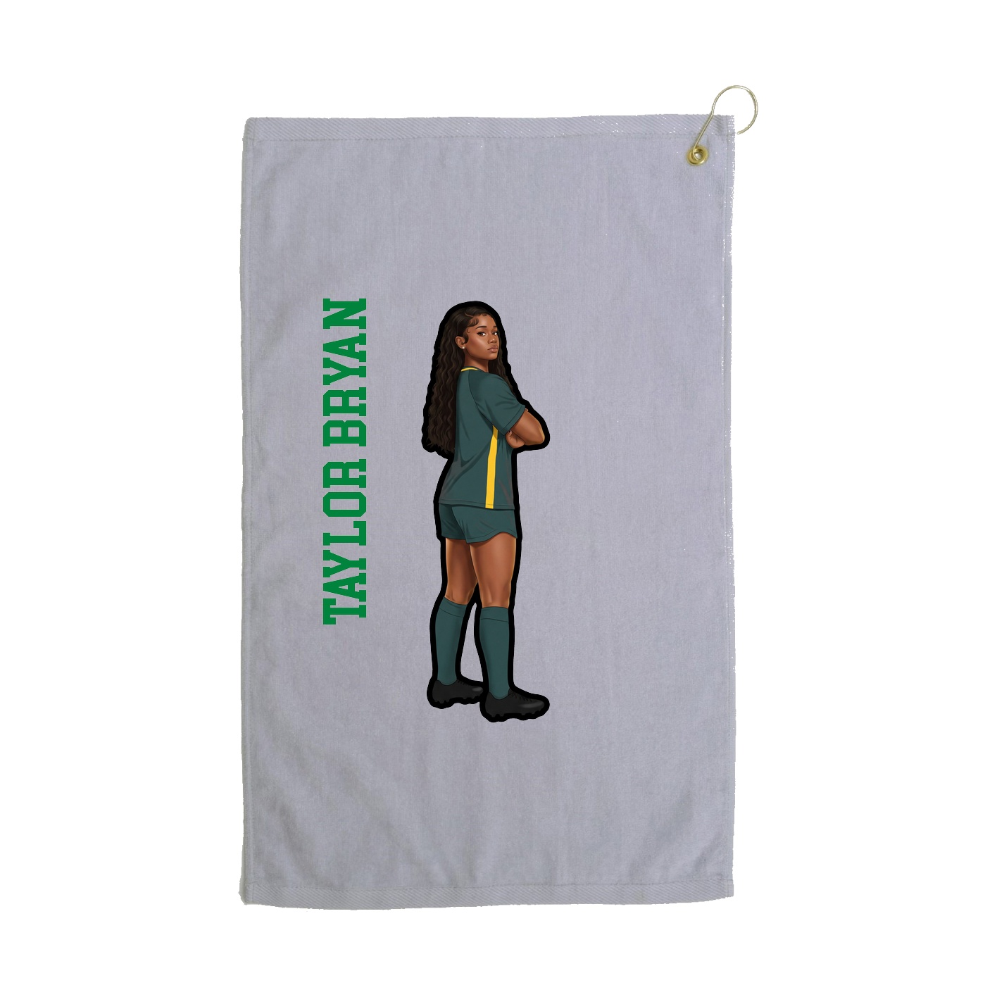 Golf Towel — Name Vertical in Grey