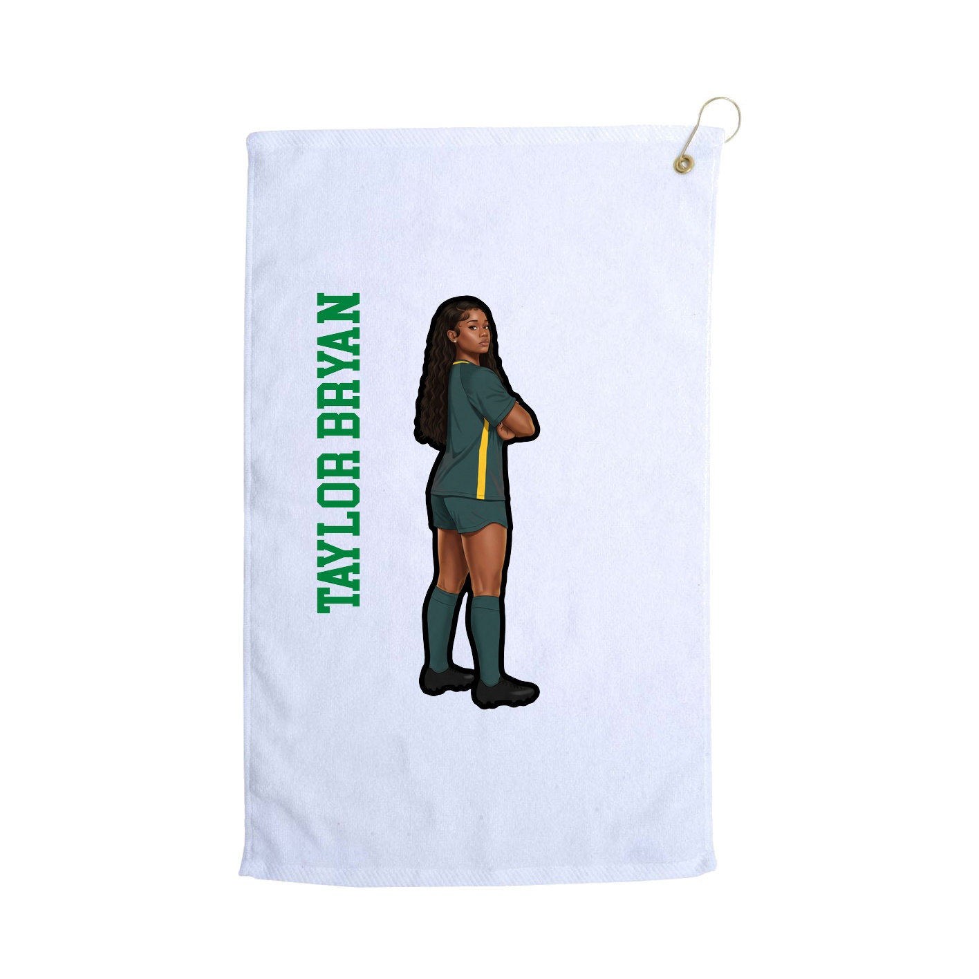 Golf Towel — Name Vertical in White