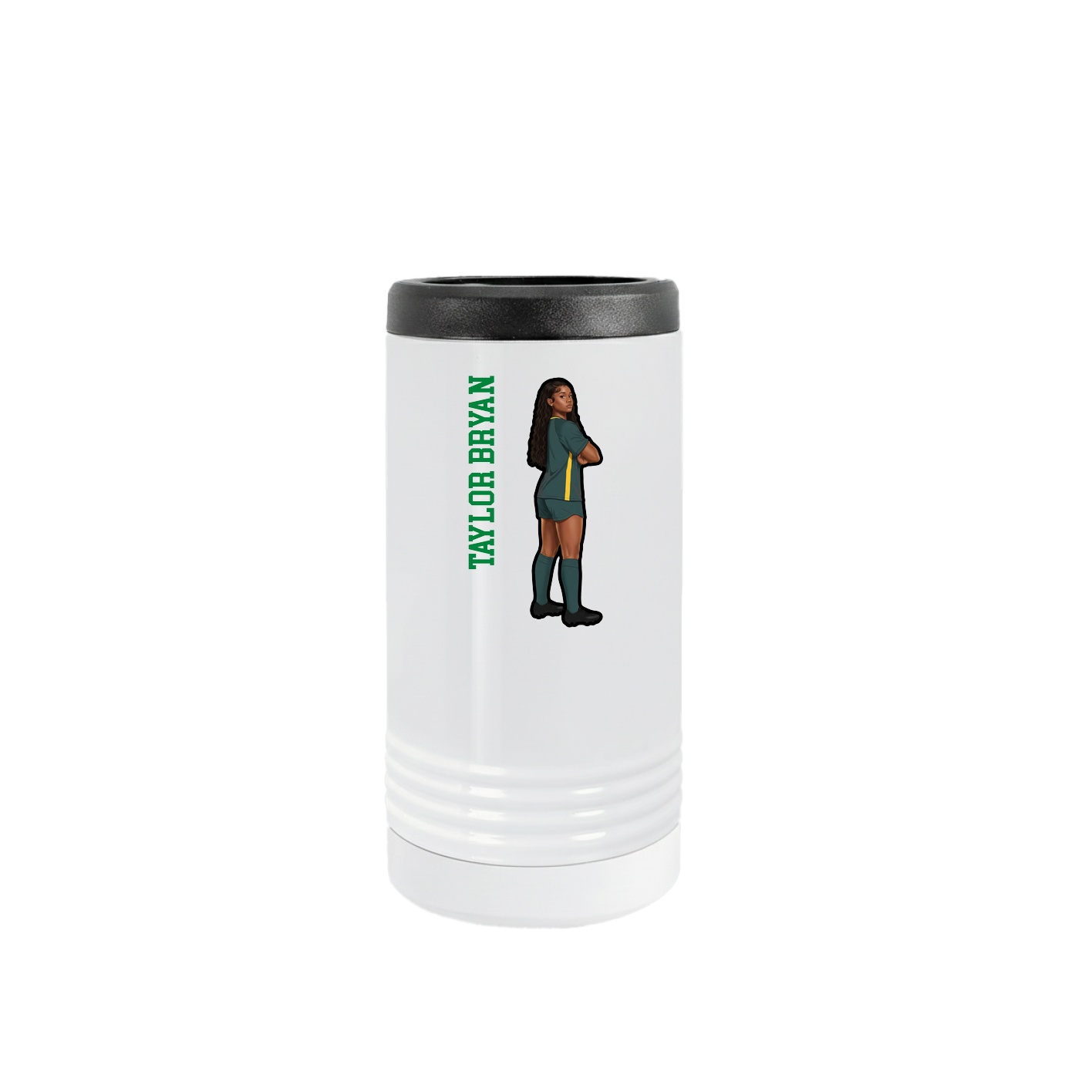 Slim Beverage Holder — Name Vertical in White