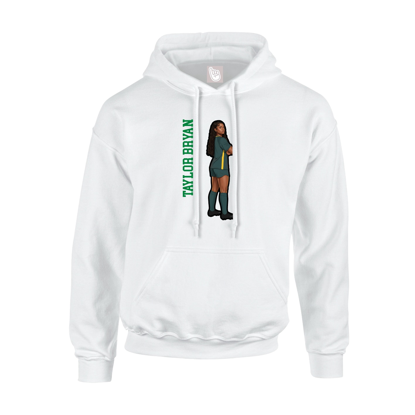 Youth Hoodie — Name Vertical in White