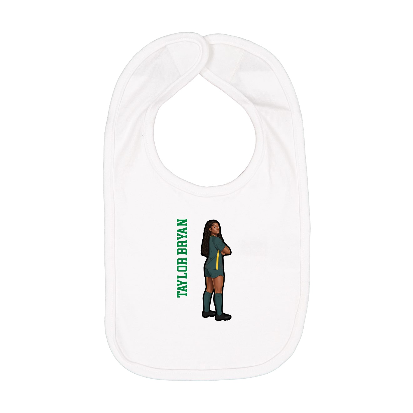 Infant Bib — Name Vertical in White
