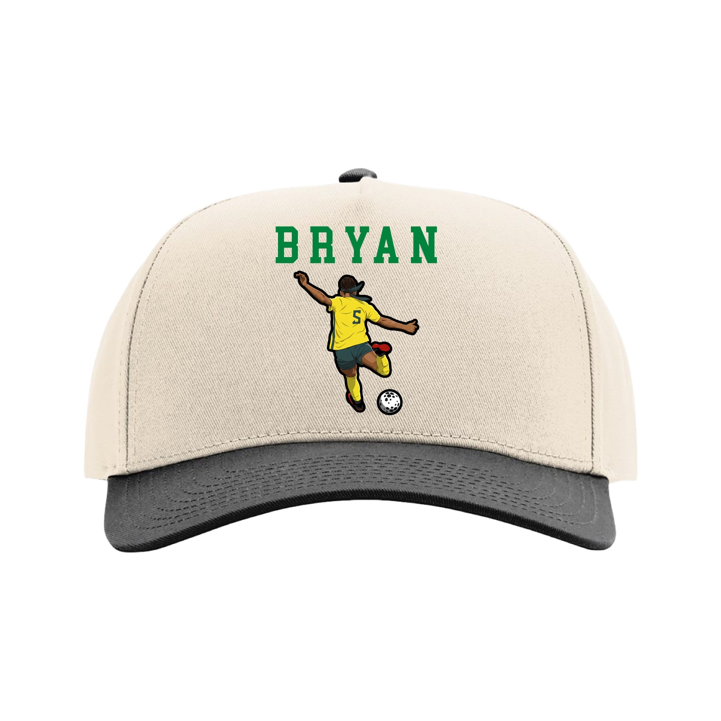 Full Fabric Five-Panel Champ Cap — Shirsey in Cream/Black