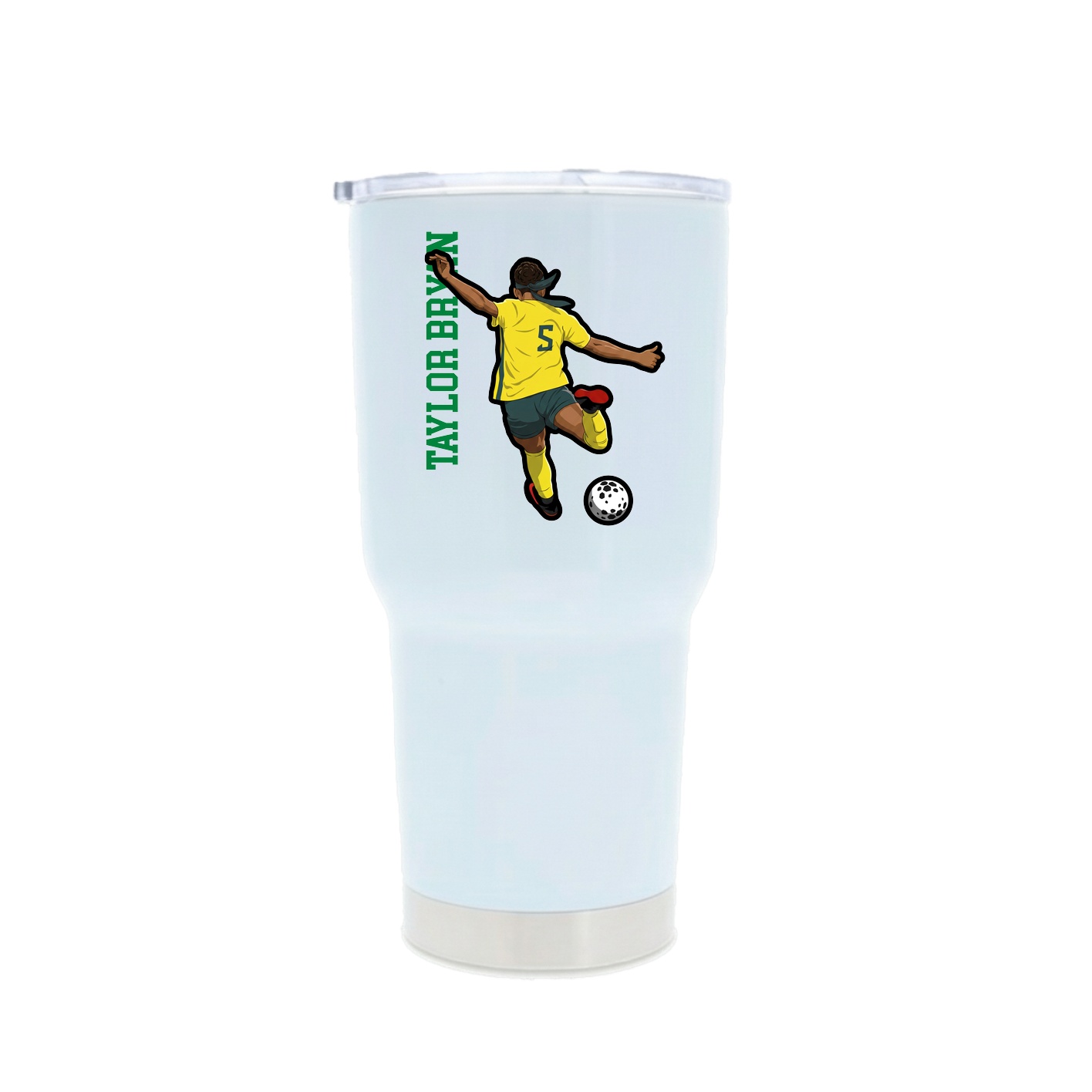 30oz Stainless Steel Tumbler — Name Vertical in White
