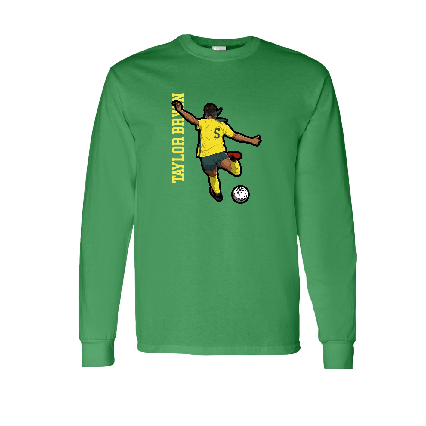 Long Sleeve Tee — Name Vertical in Green