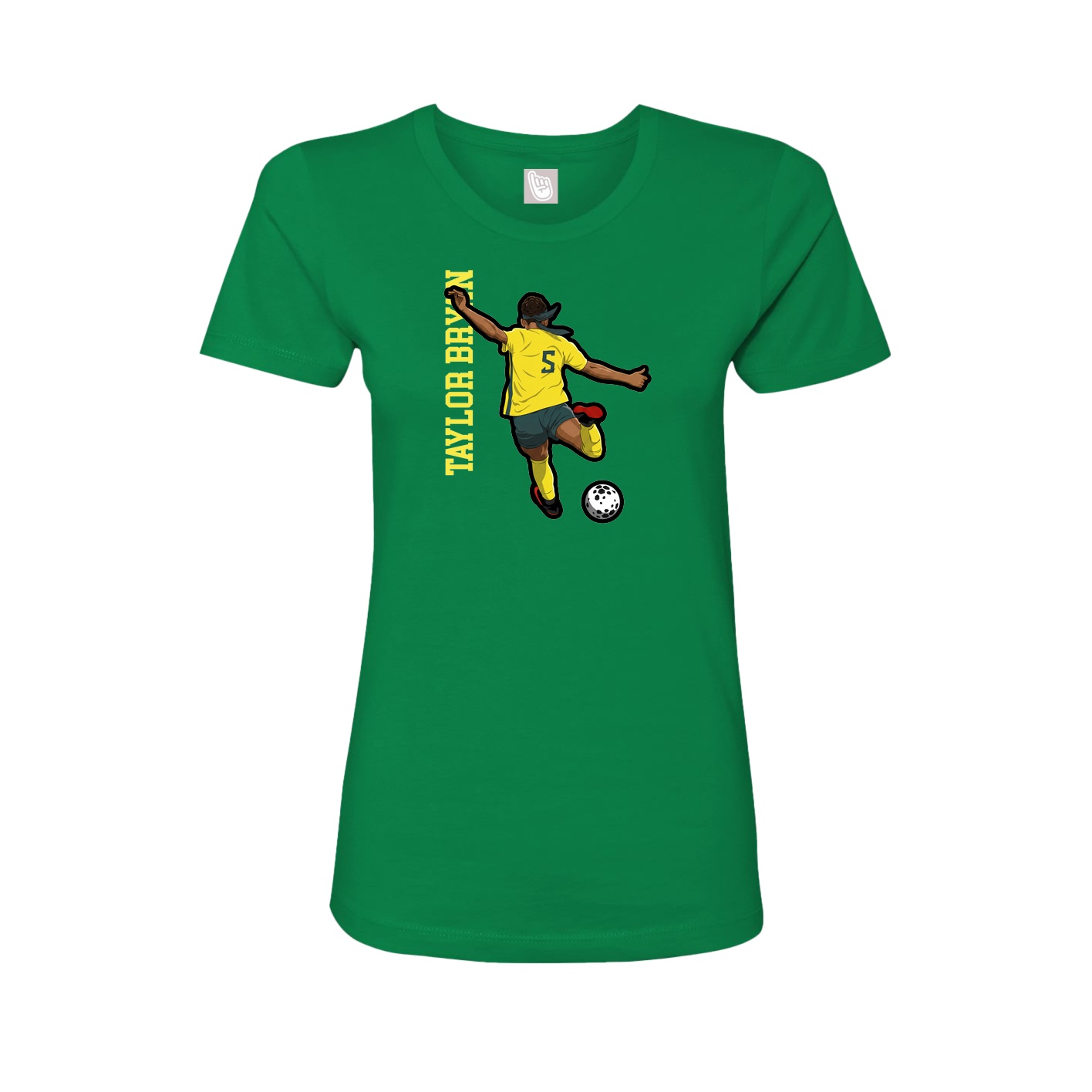 Fitted Women's Tee — Name Vertical in Green