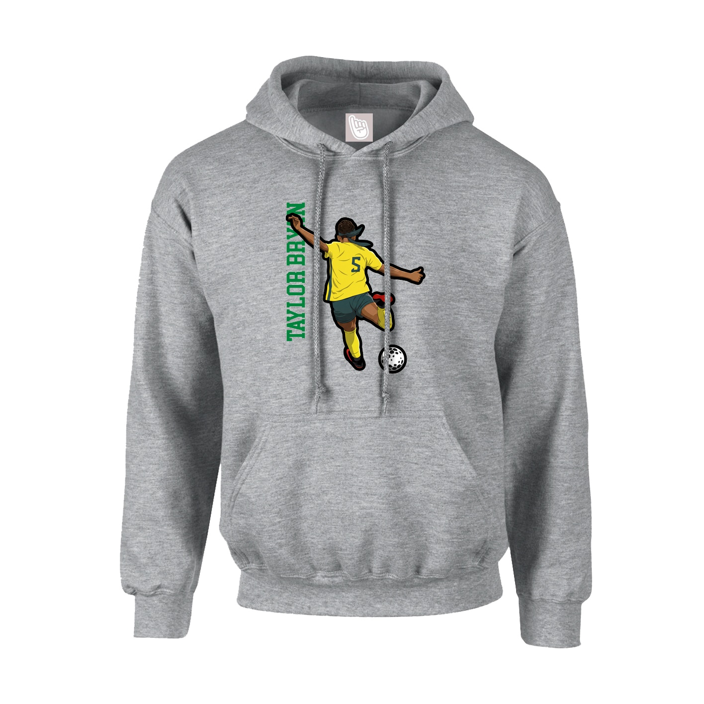 Hoodie — Name Vertical in Grey