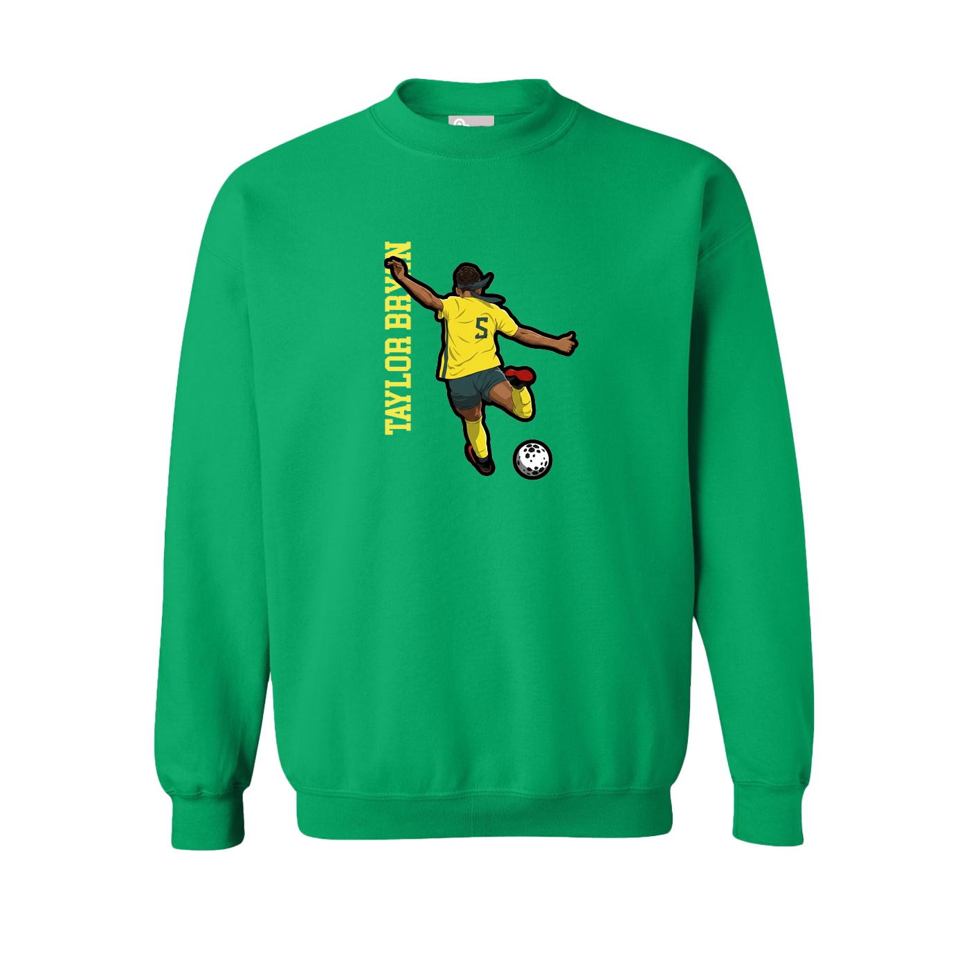 Fleece Crew — Name Vertical in Green