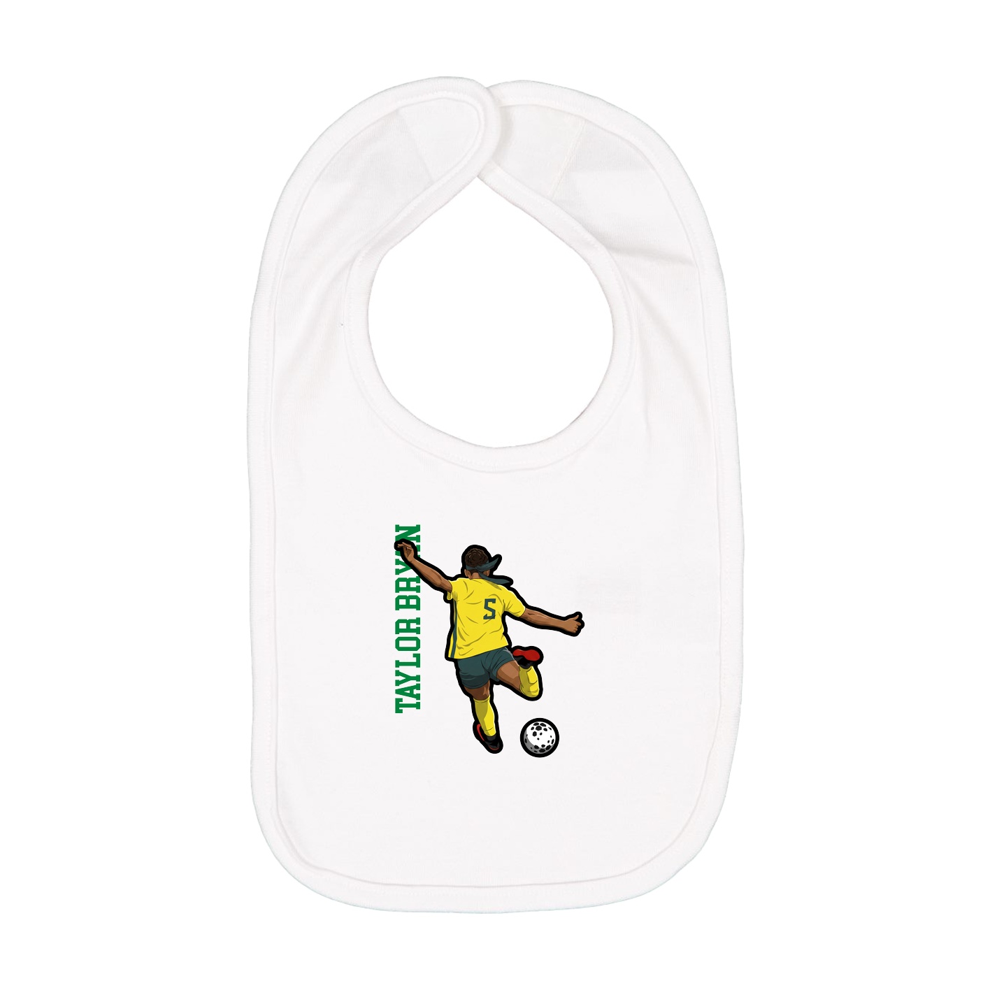 Infant Bib — Name Vertical in White