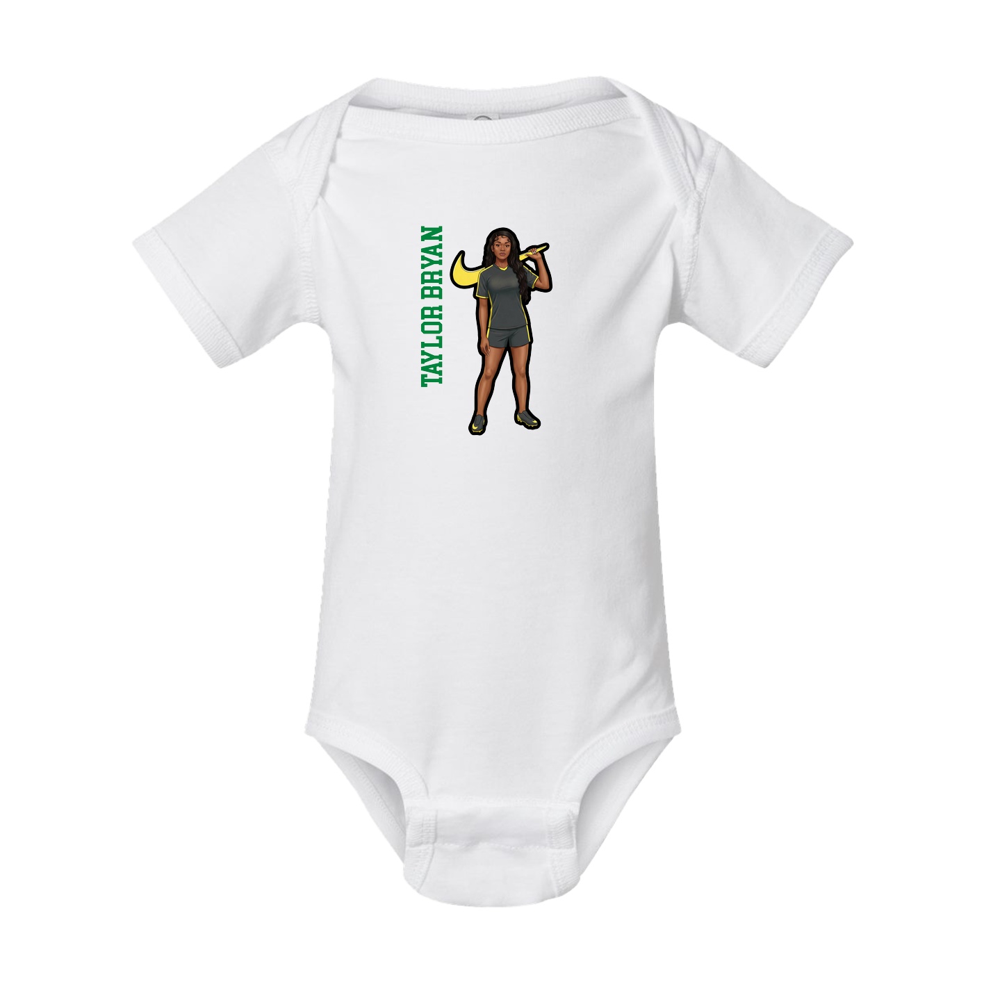 Baby Onesie — Name Vertical in White