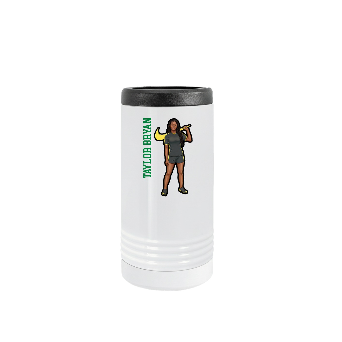 Slim Beverage Holder — Name Vertical in White