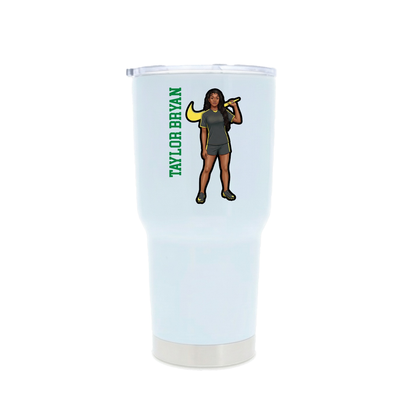 30oz Stainless Steel Tumbler — Name Vertical in White