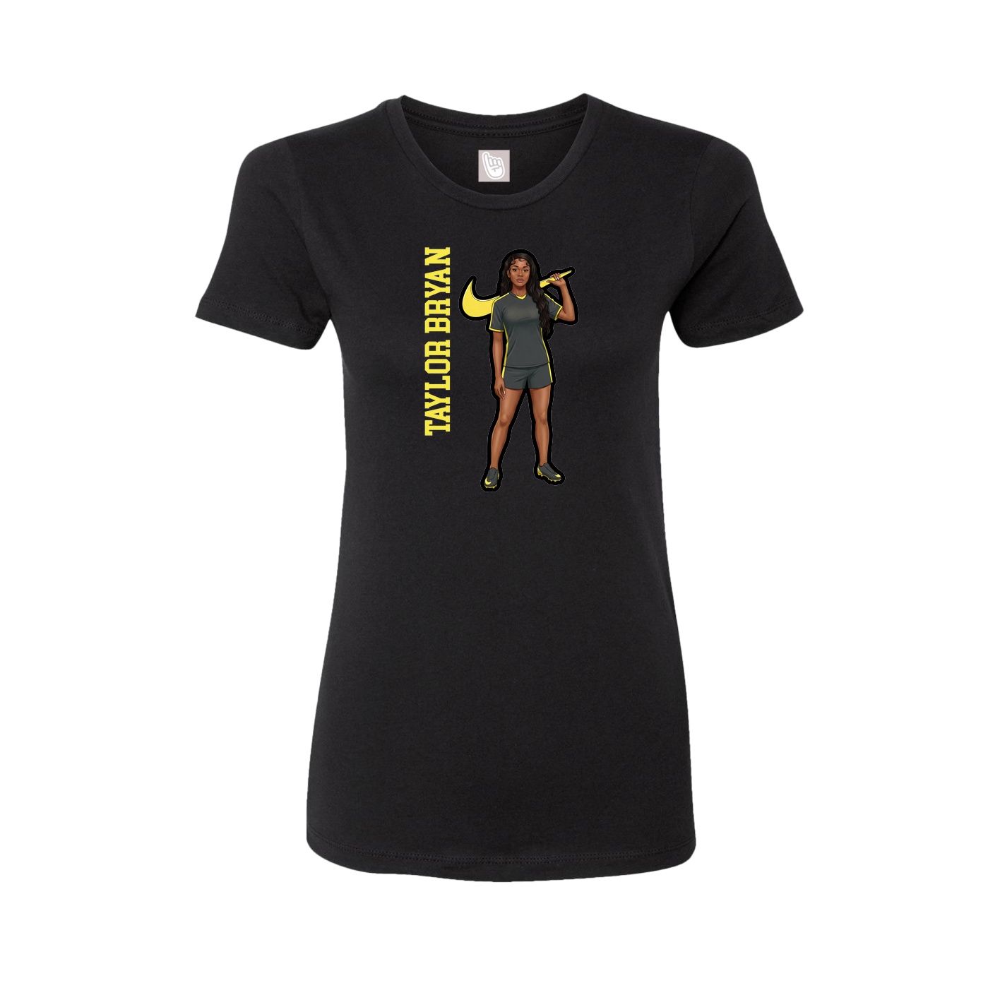 Womens Tee — Name Vertical in Black