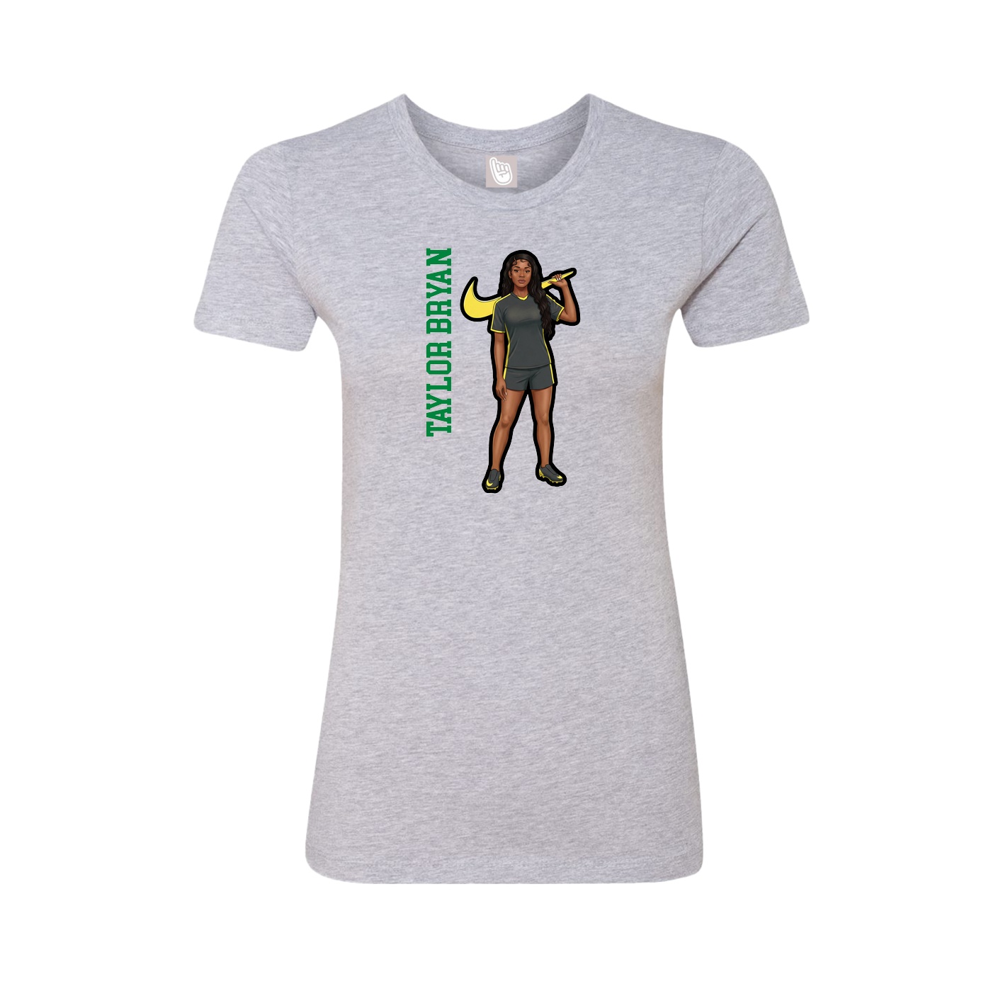 Fitted Women's Tee — Name Vertical in Grey