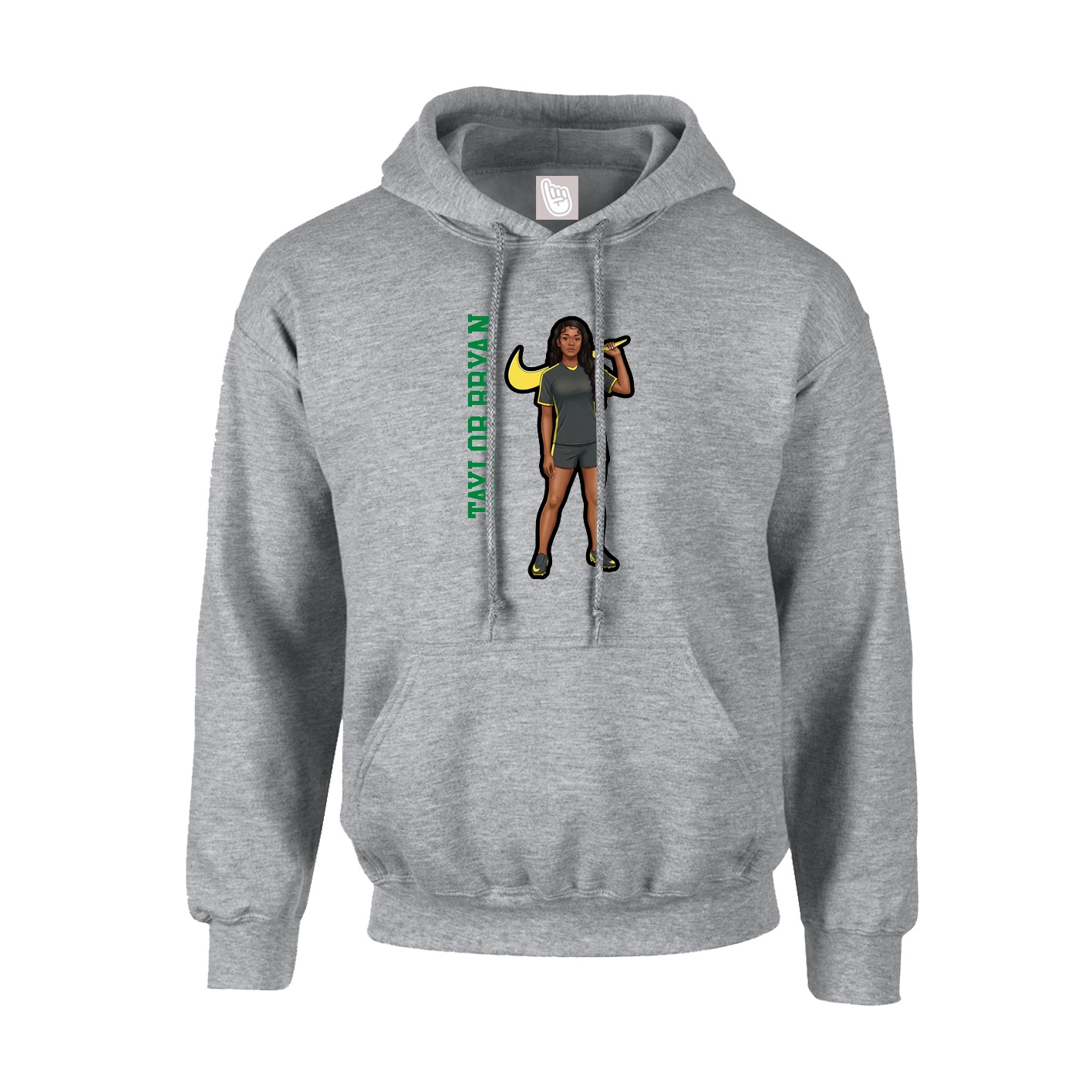 Hoodie — Name Vertical in Grey