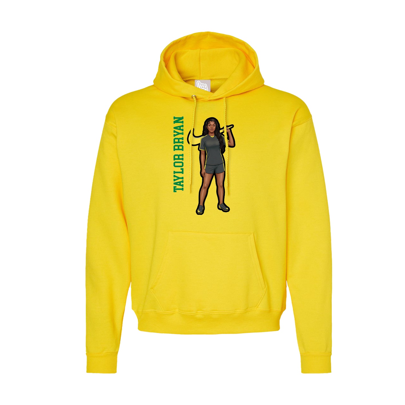 Hoodie — Name Vertical in Yellow