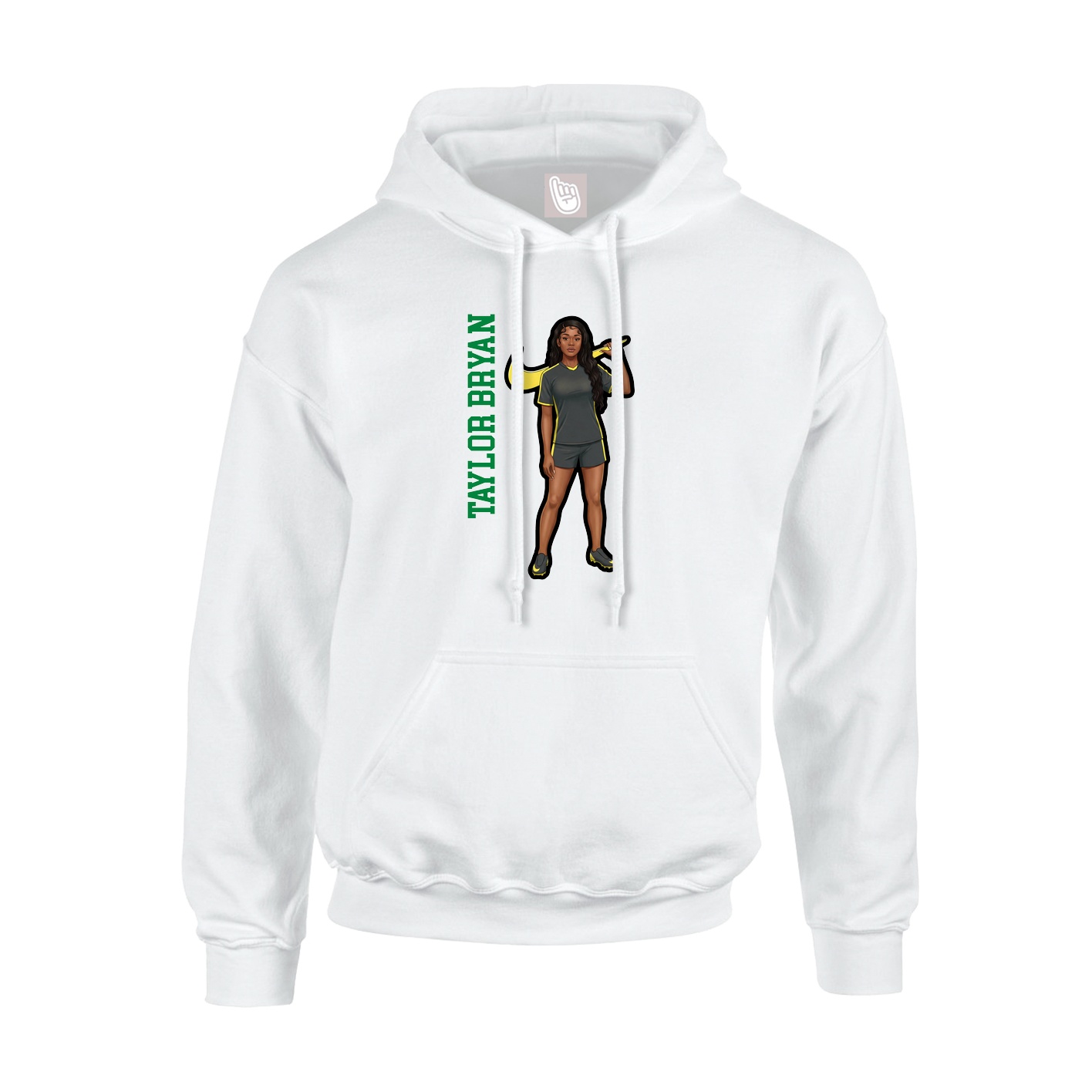 Youth Hoodie — Name Vertical in White