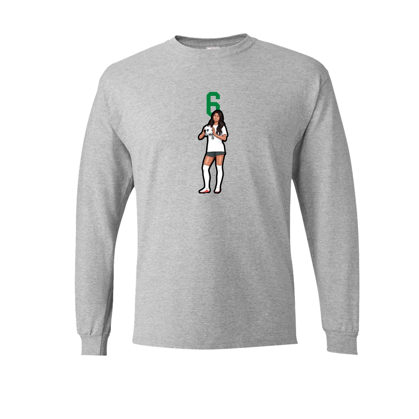Long Sleeve Tee — Number Top in Grey