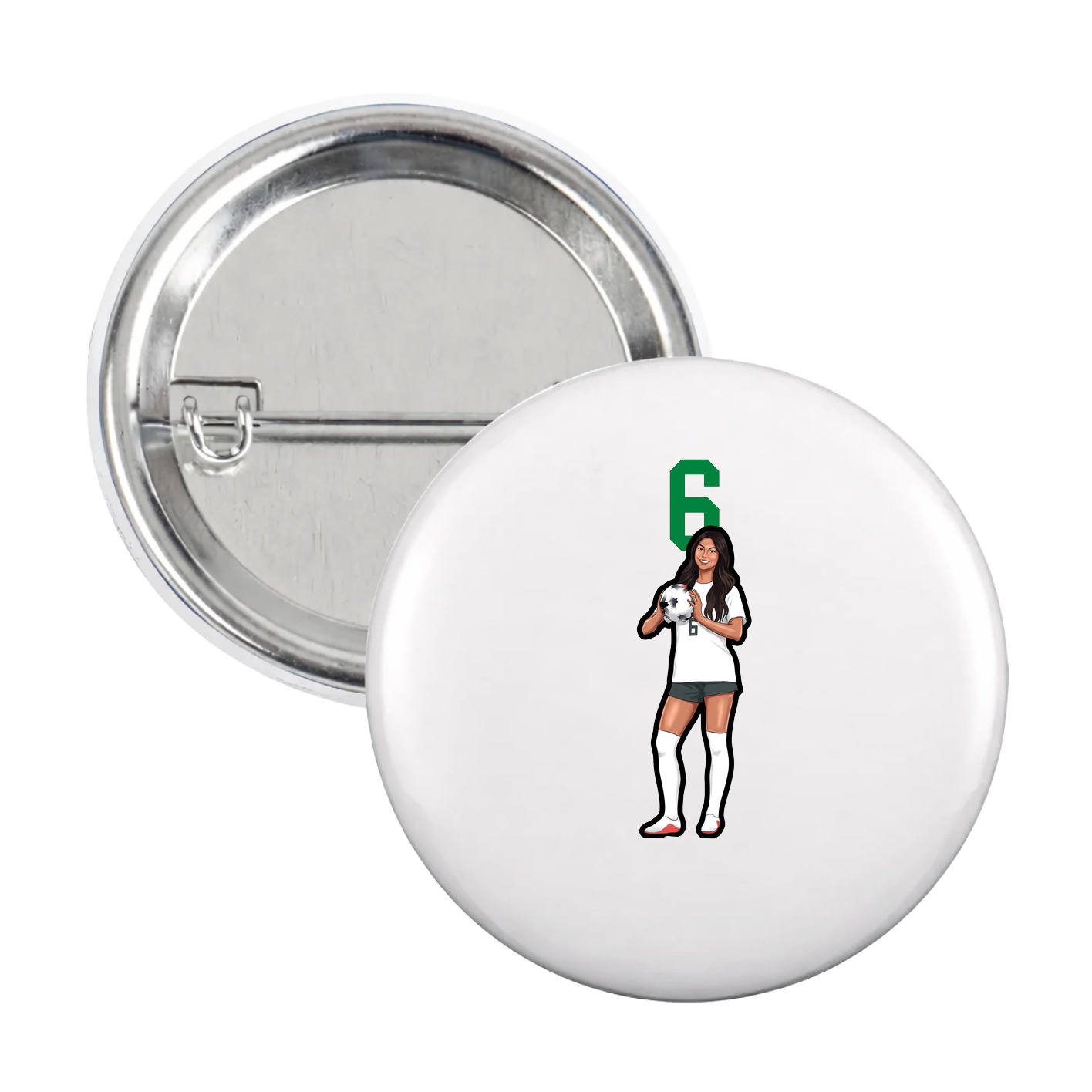 Game Day Button — Number Top in White