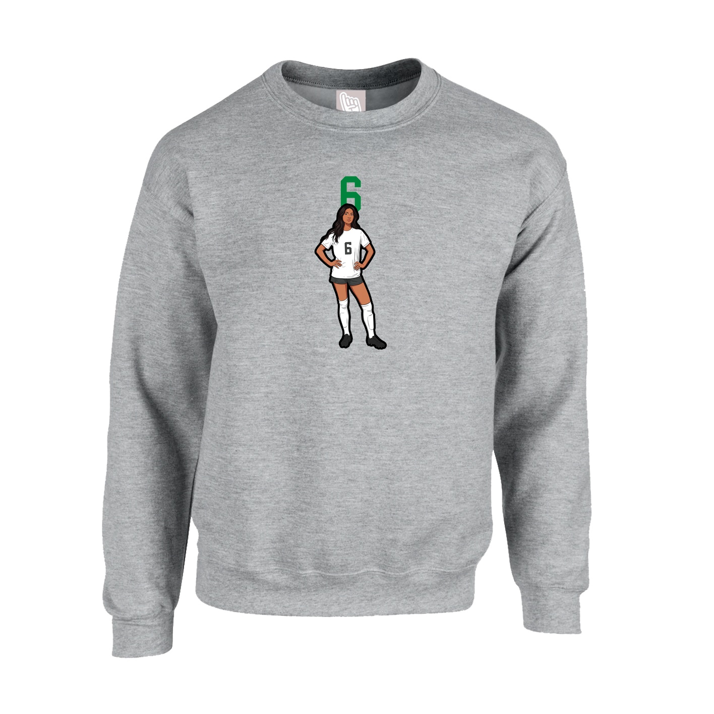 Fleece Crew — Number Top in Grey
