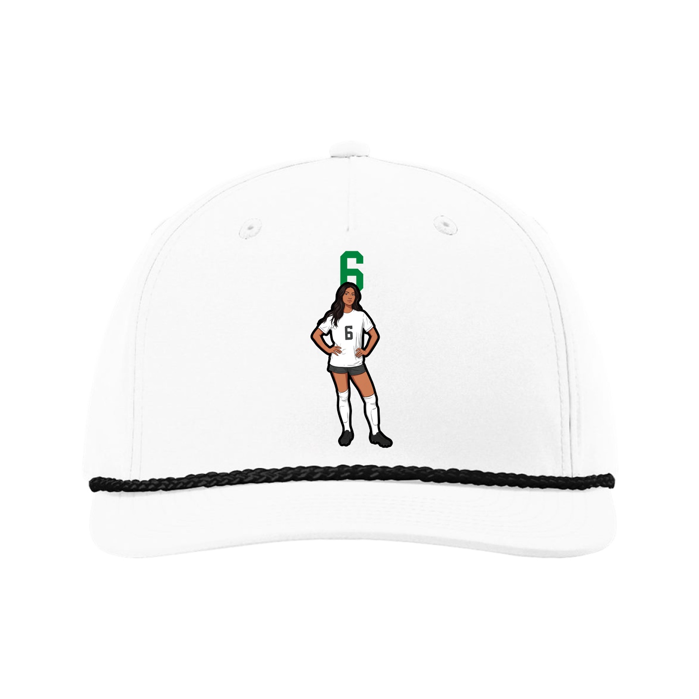 Five-Panel Classic Rope Cap — Number Top in White