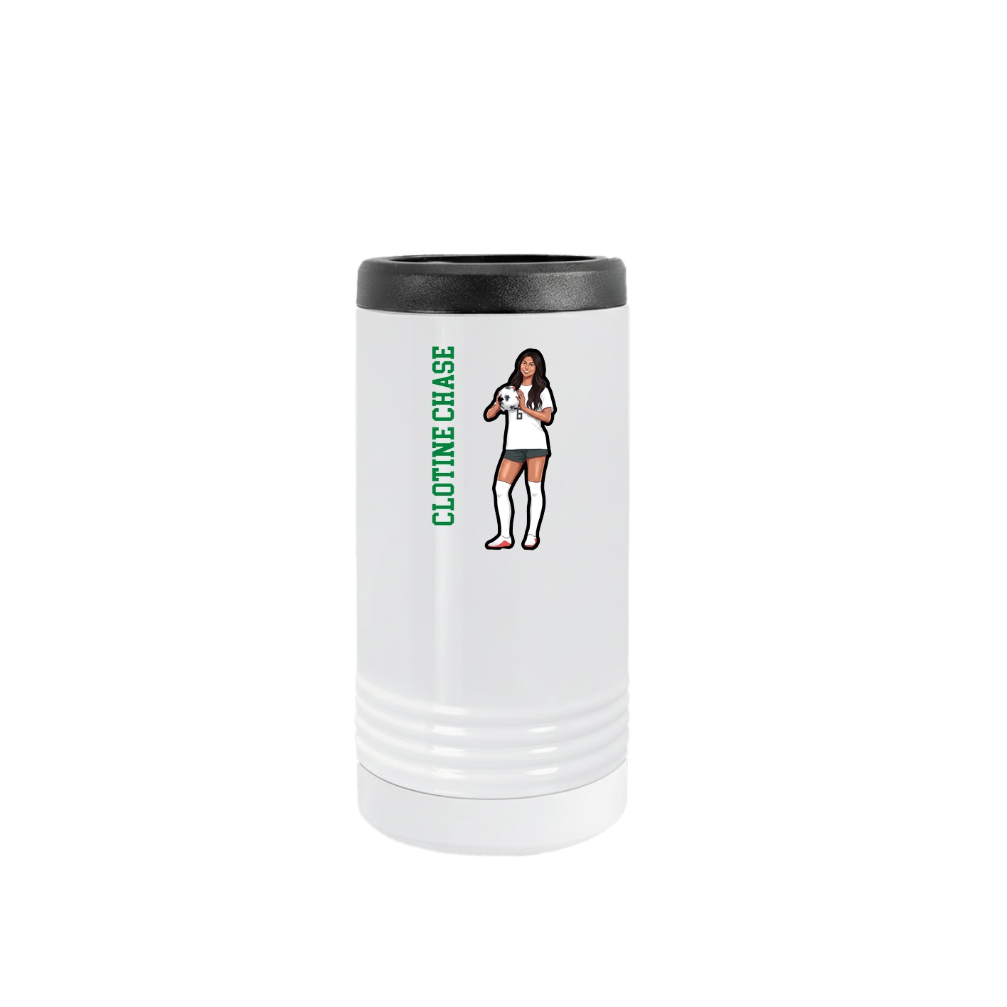 Slim Beverage Holder — Name Vertical in White