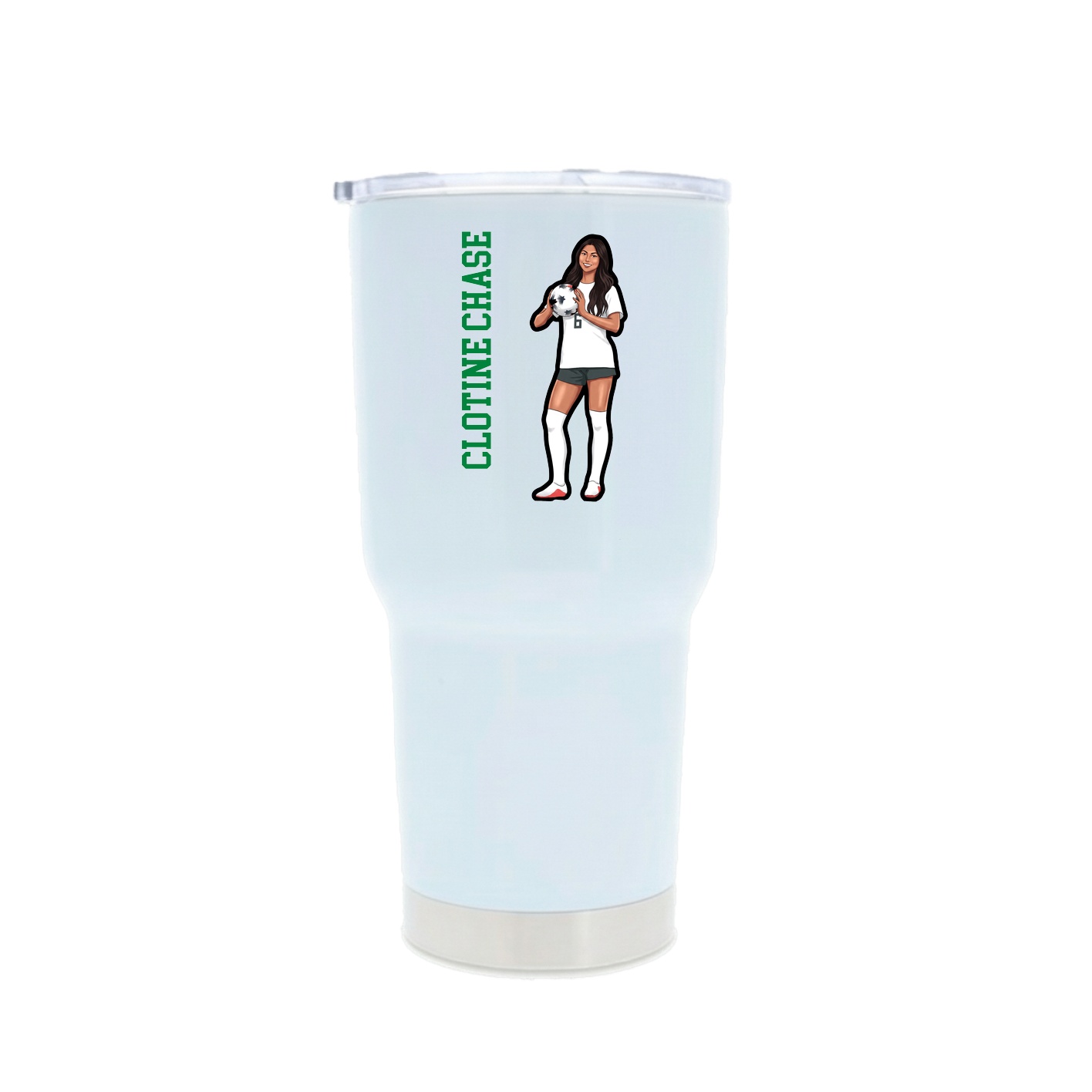 30oz Stainless Steel Tumbler — Name Vertical in White