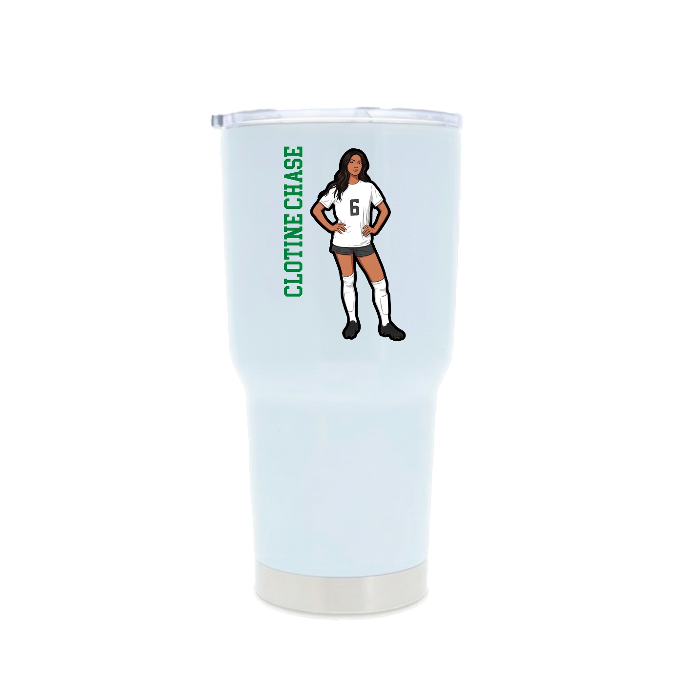 30oz Stainless Steel Tumbler — Name Vertical in White