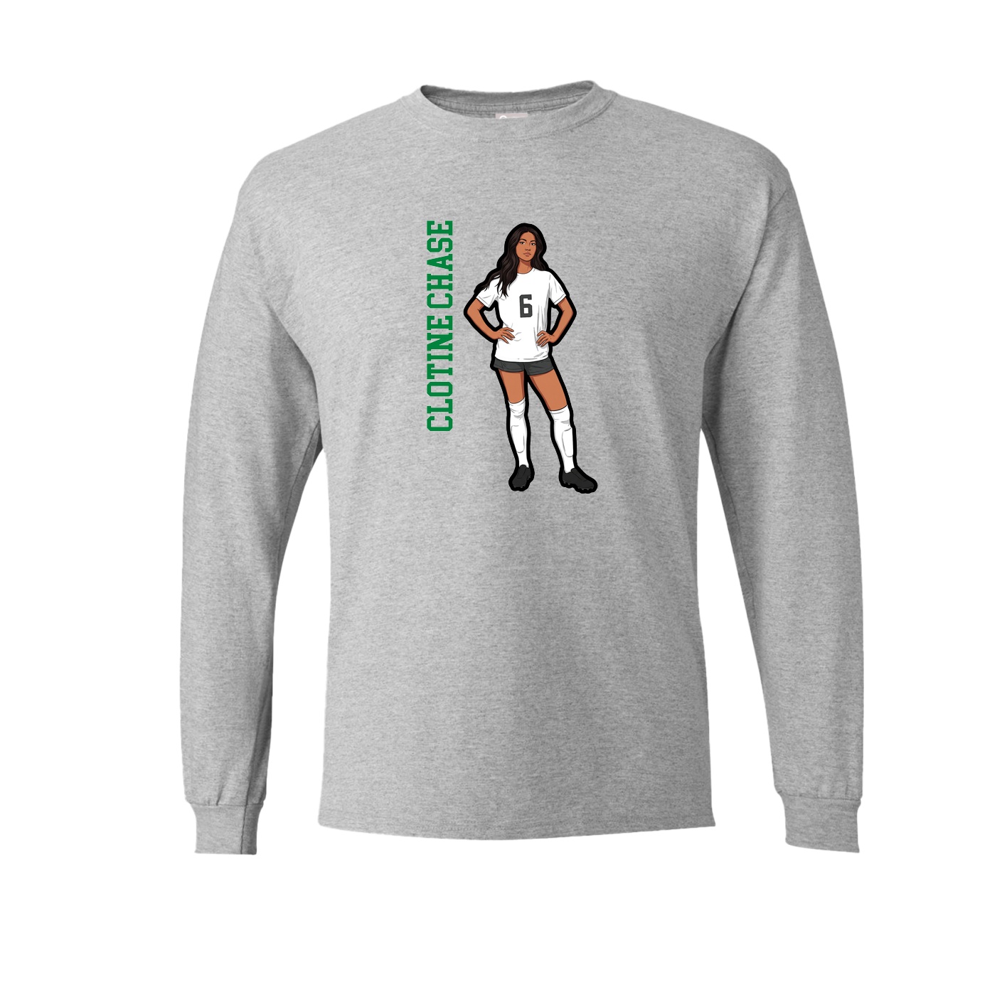 Long Sleeve Tee — Name Vertical in Grey