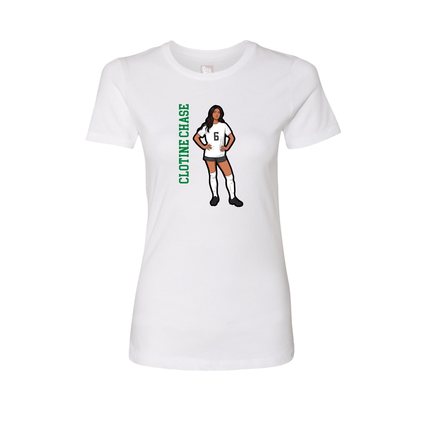 Fitted Women's Tee — Name Vertical in White