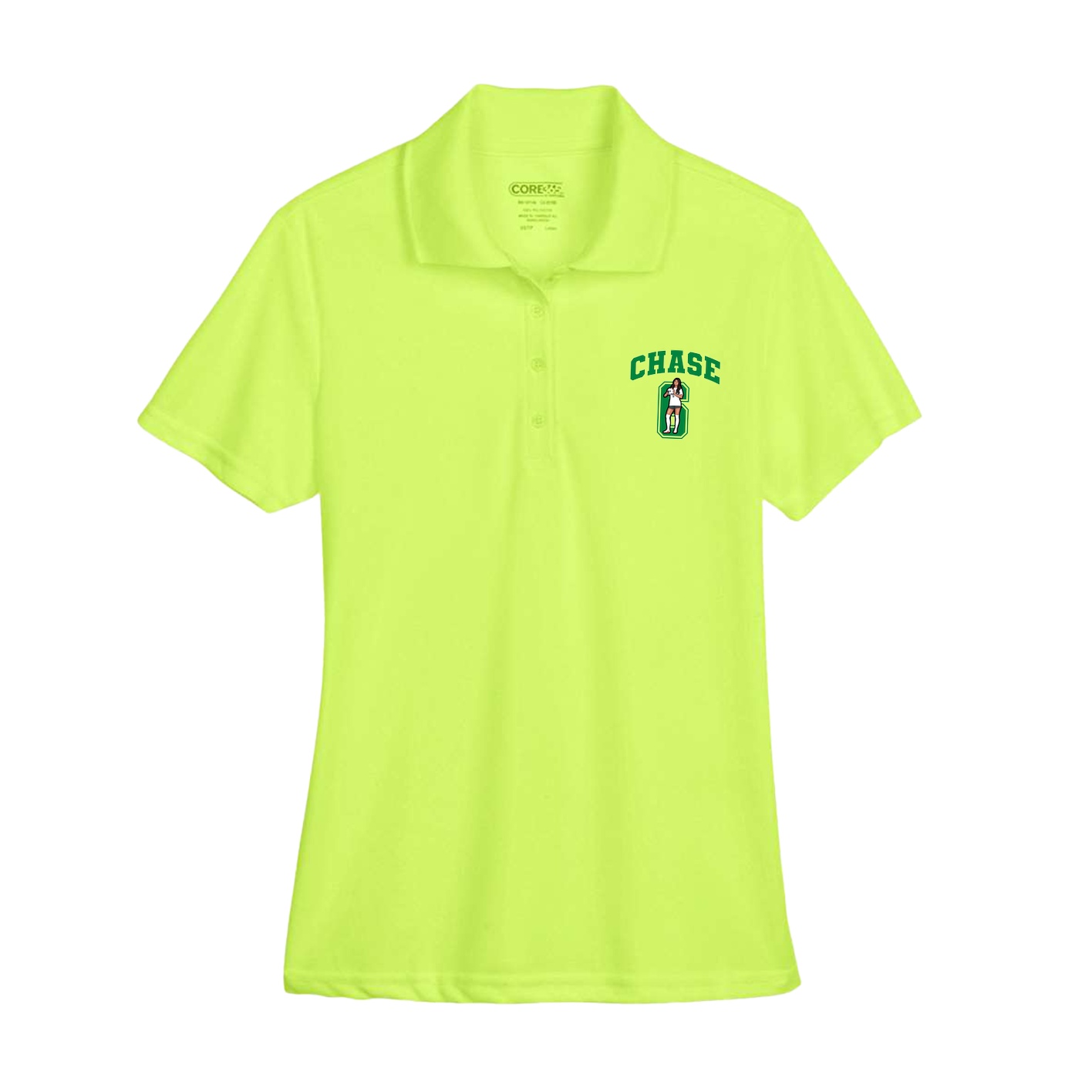 Womens Performance Polo — Number in Yellow
