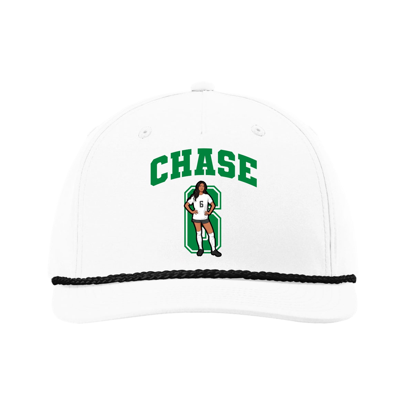 Five-Panel Classic Rope Cap — Number in White