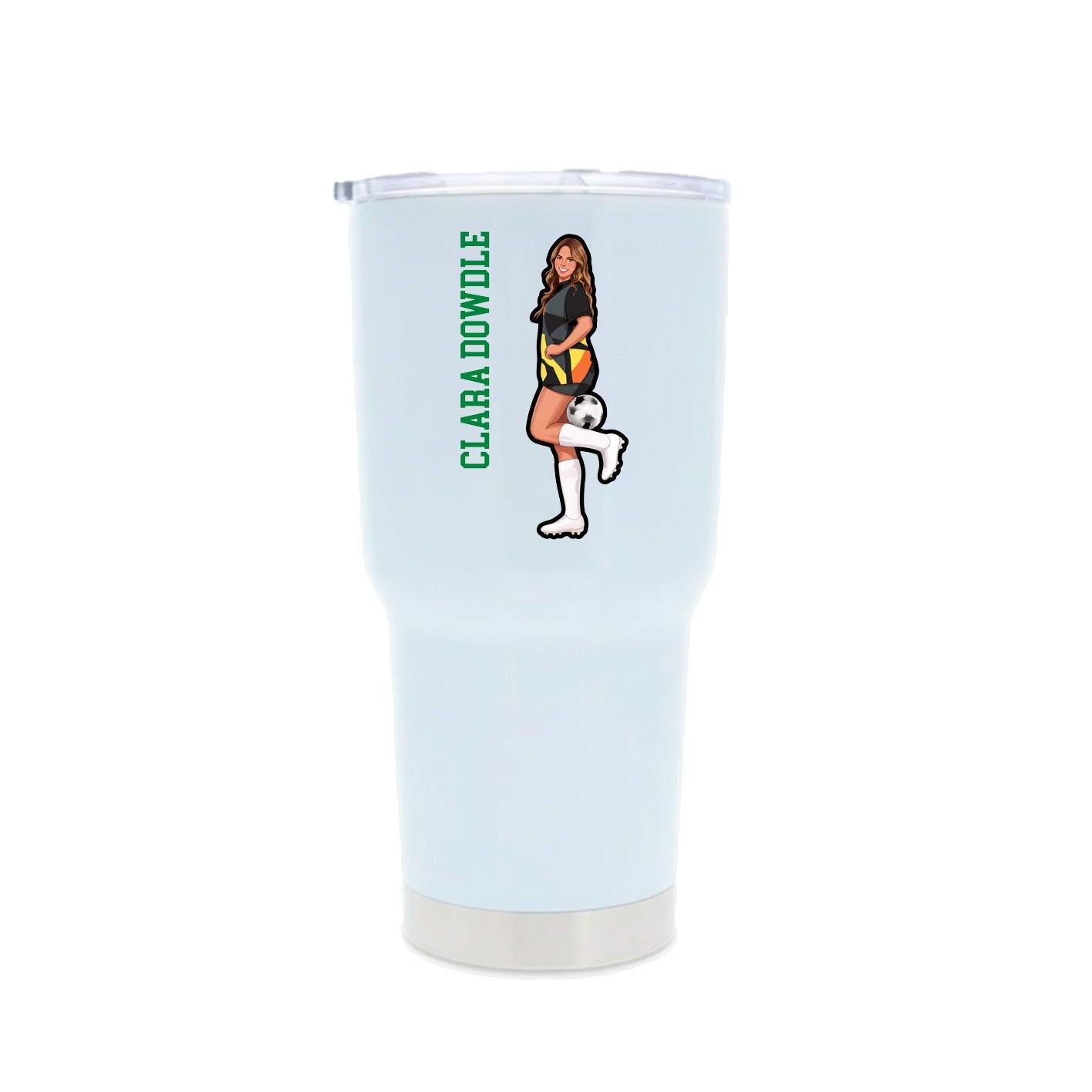 30oz Stainless Steel Tumbler — Name Vertical in White