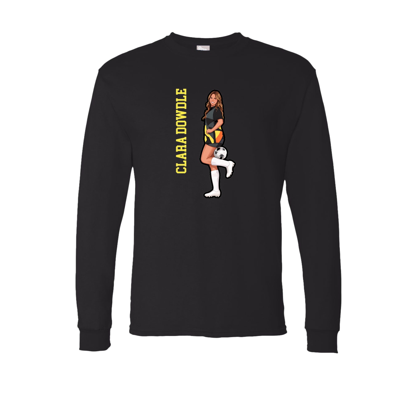 Long Sleeve Tee — Name Vertical in Black