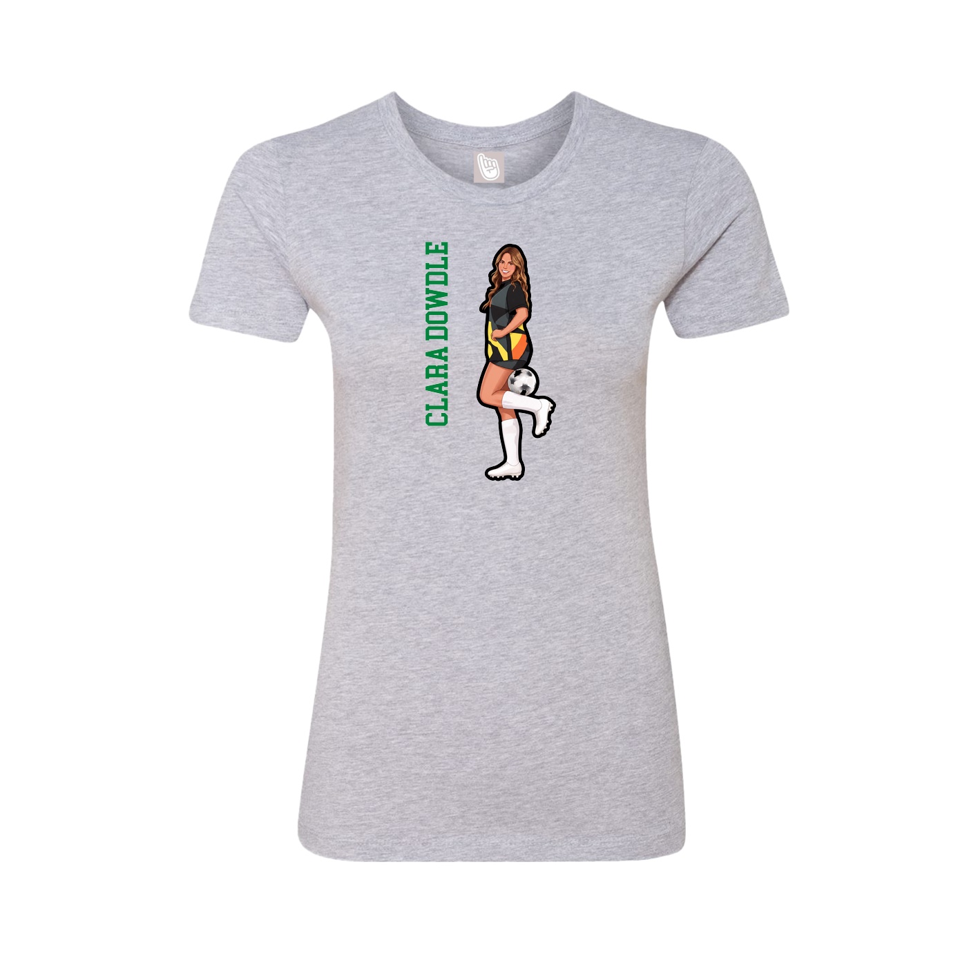 Fitted Women's Tee — Name Vertical in Grey
