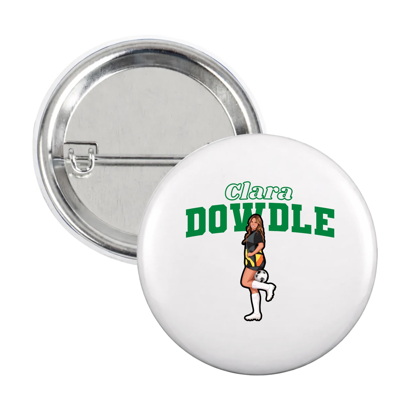 Game Day Button — Name Arch in White