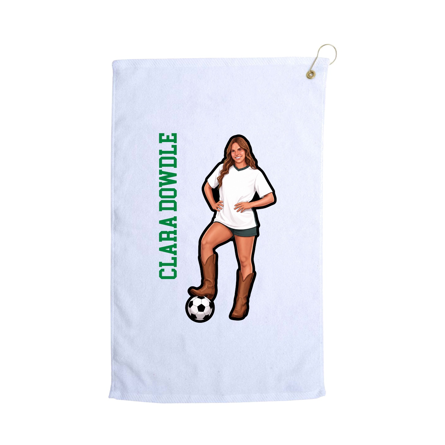 Golf Towel — Name Vertical in White