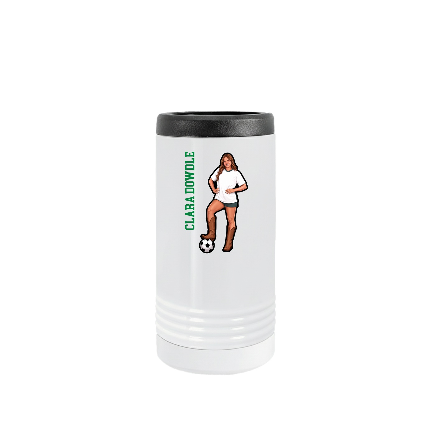 Slim Beverage Holder — Name Vertical in White