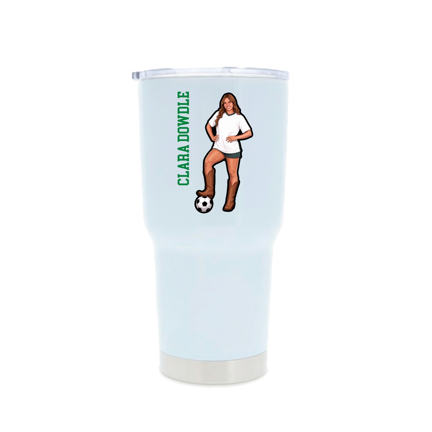 30oz Stainless Steel Tumbler — Name Vertical in White