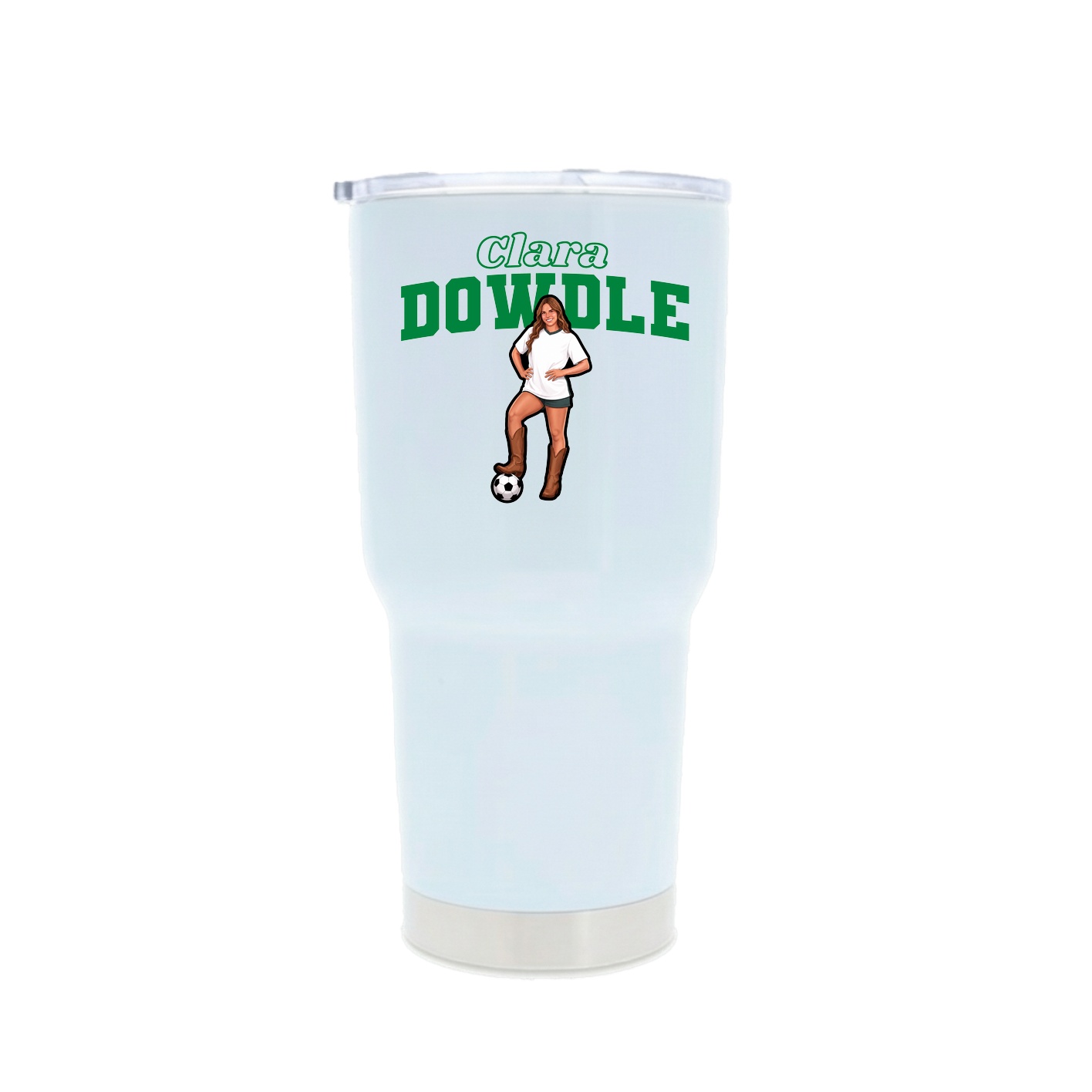 30oz Stainless Steel Tumbler — Name Arch in White