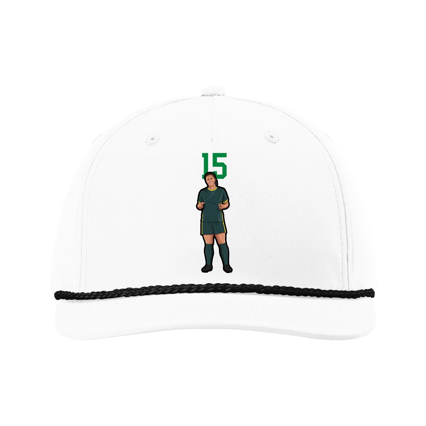 Five-Panel Classic Rope Cap — Number Top in White