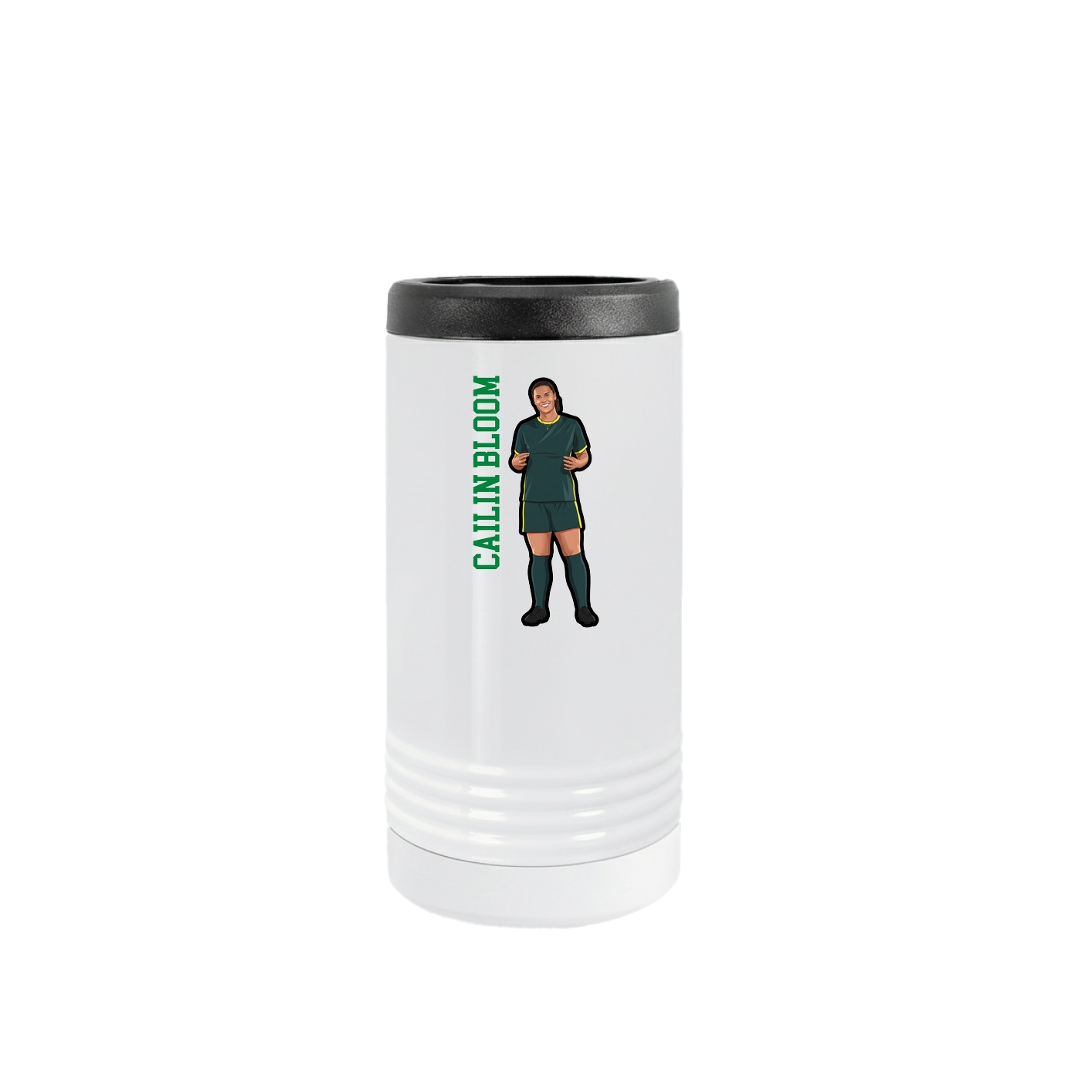 Slim Beverage Holder — Name Vertical in White
