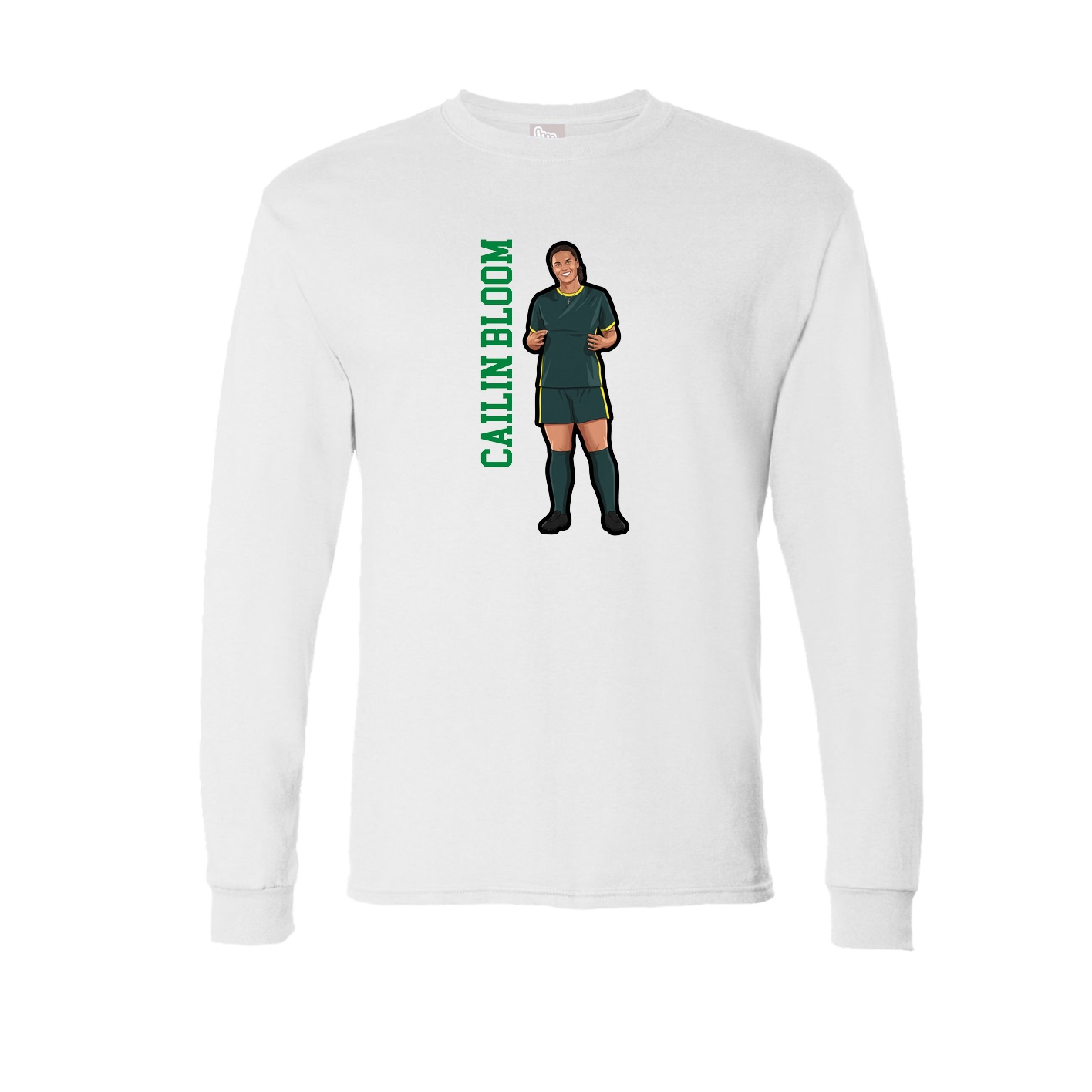 Long Sleeve Tee — Name Vertical in White