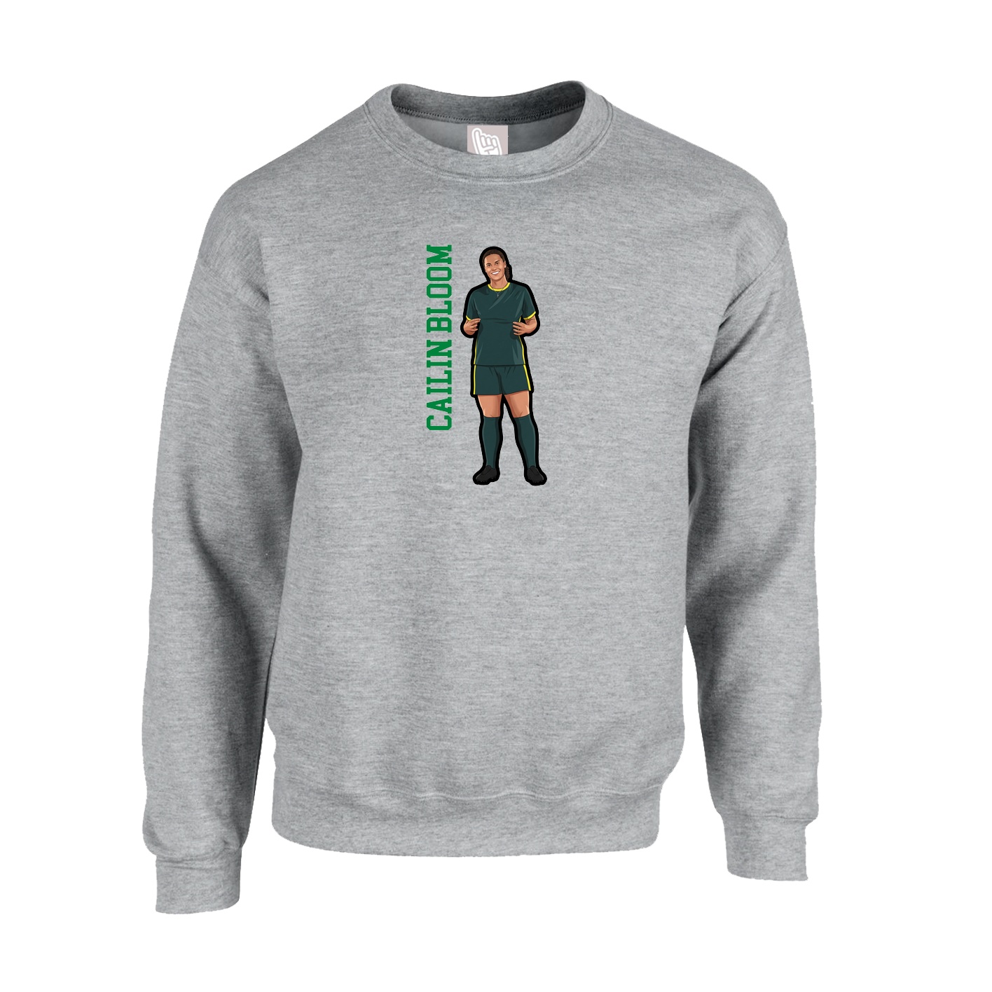 Fleece Crew — Name Vertical in Grey