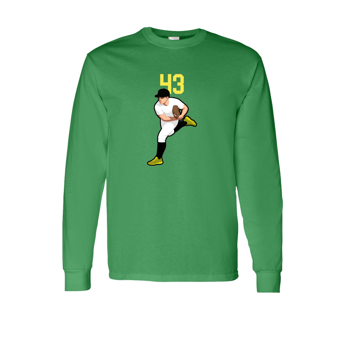Long Sleeve Tee — Number Top in Green